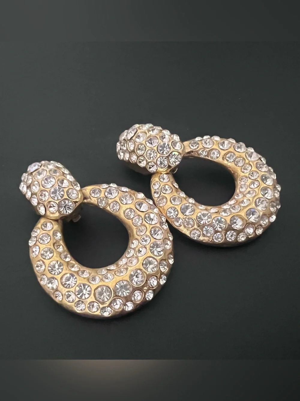 Gold-Tone Crystal Hoop Drop Earrings - Women's Jewelry